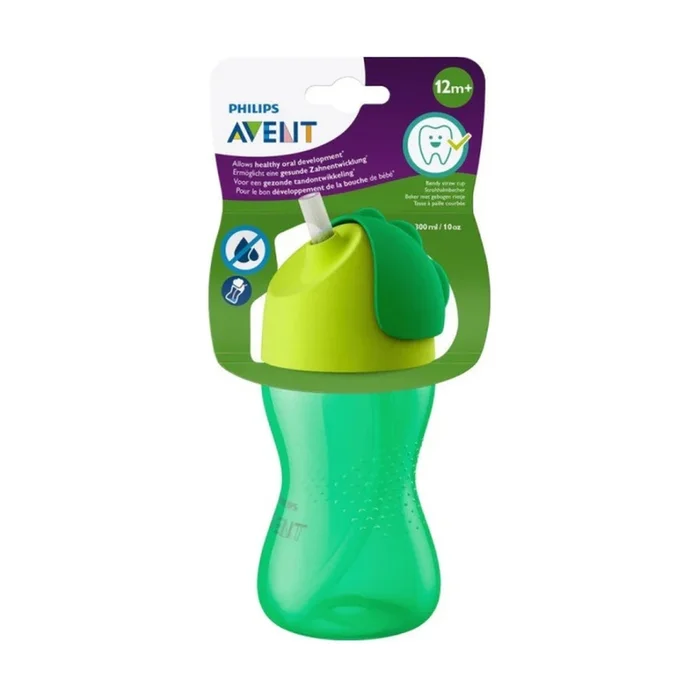 300 ml Glas mit grünem Strohhalm 1 Einheit