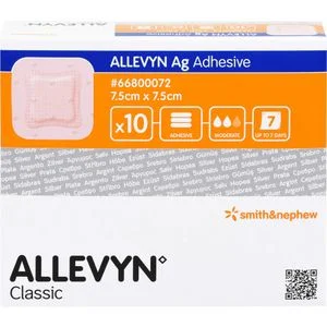 ALLEVYN Ag Adhesive 7,5×7,5 cm Wundverband 10 St