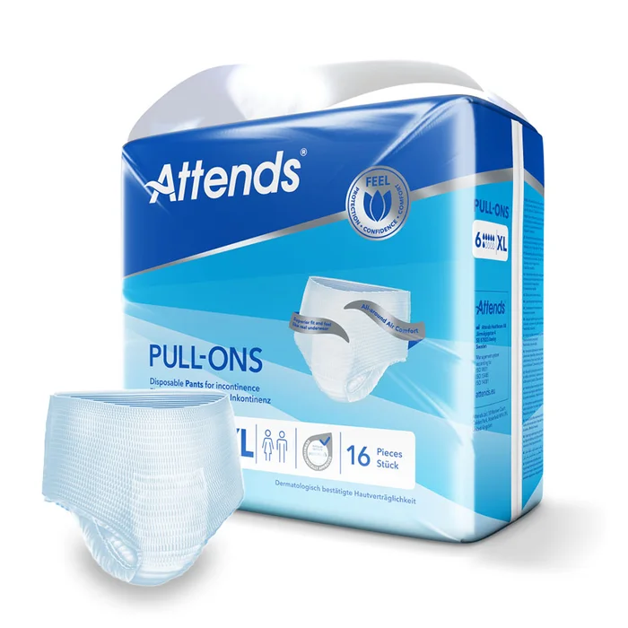 Attends Pull-Ons 6 XL, Einweghosen (16 Stck.) UK = 4 Pack