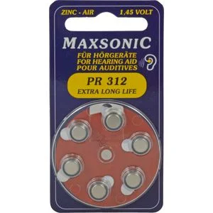BATTERIEN f.Hörgeräte Maxsonic PR312 6 St