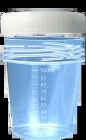 Becher 100ml mit Verschluss AP 5×50 mit Graduierung, PP