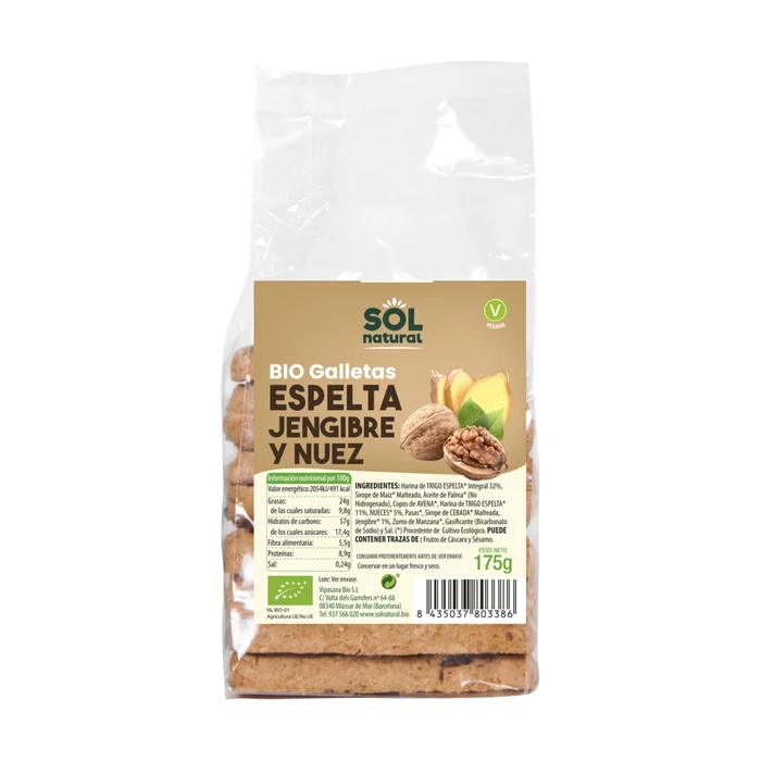 Bio-Dinkelkekse mit Ingwer und Walnüssen 175 G (Ingwer – Dinkel)