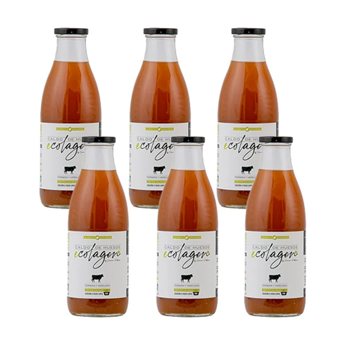 Bio Kalbsknochenbrühe Packung mit Gemüse 6 Einheiten à 1L.