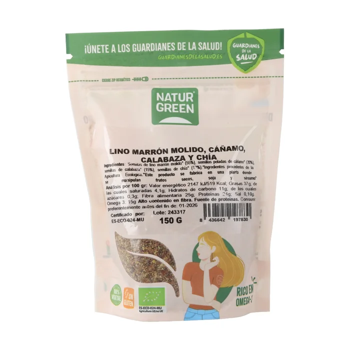 Bio-Lein-, Hanf-, Kürbis- und Chiasamen 150 G