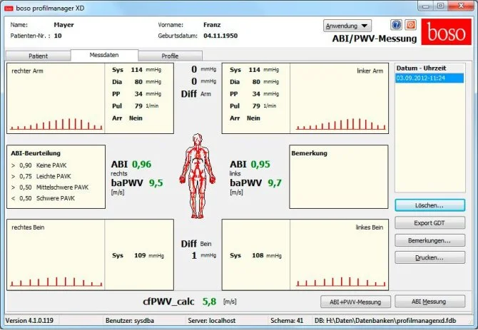 boso ABI-System 100 PMV mit Pulswellenmessung