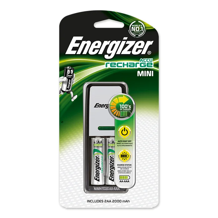 Energizer Ladegerät Mini Charger inkl. 2 Power Plus Mignon 1,2 V für AA oder AAA-Akkus