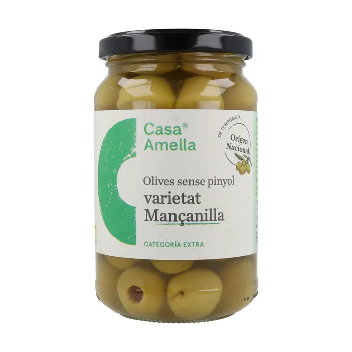 Entsteinte grüne Manzanilla-Oliven 360 G