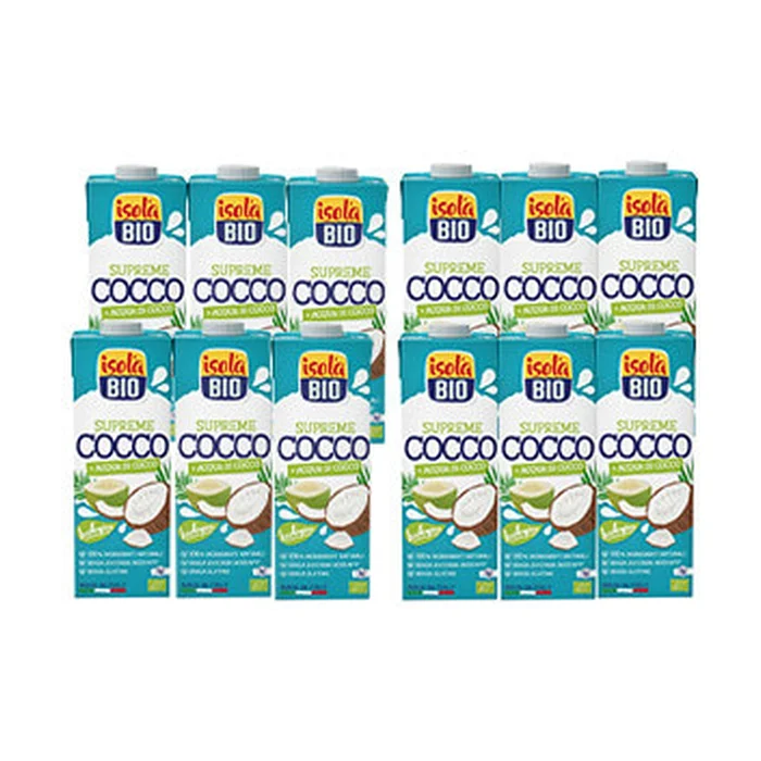 Getränkepackung mit Kokosmilch und Kokoswasser 12 Einheiten à 1L.