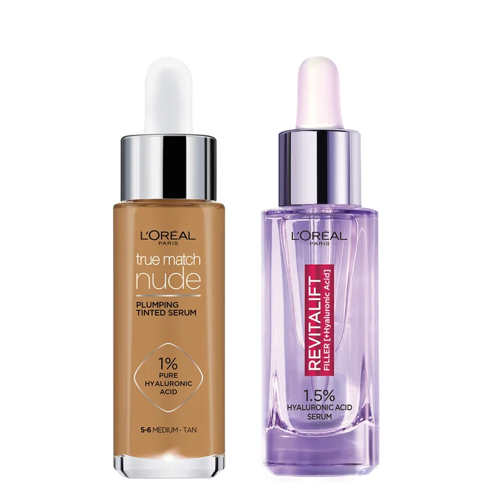 L’Oreal Paris Hyaluronic Acid Revitalift Filler Serum and True Match Tinted Serum Duo (Various Shades)