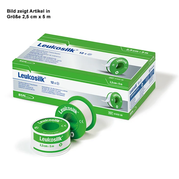 Leukosilk Rollenpflaster ohne Schutzring 5,0 m x 5,0 cm, weiß