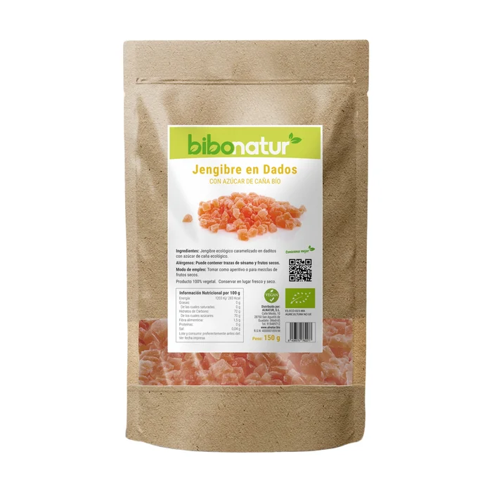 Öko-gewürfelter karamellisierter Ingwer 150 G