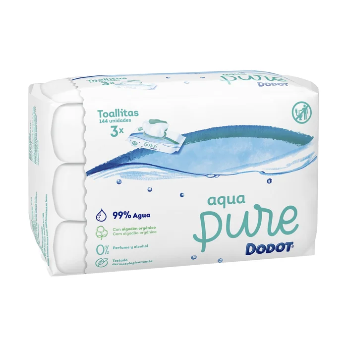 Packung mit Aqua Pure Babytüchern 144 Einheiten