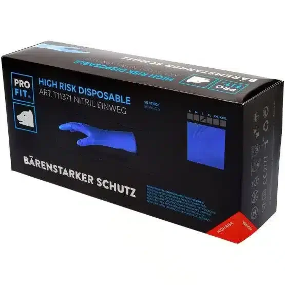 PRO FIT | Nitril Einweghandschuhe, High Risk, | 30 cm, blau, 50 St.