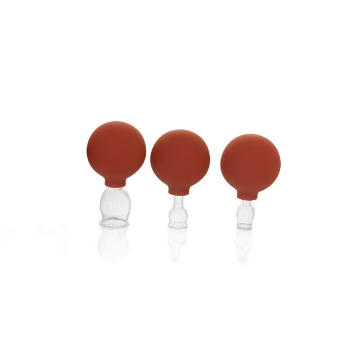 Schröpfglas mit Saugball und Olive | Glas | 3er Set klein