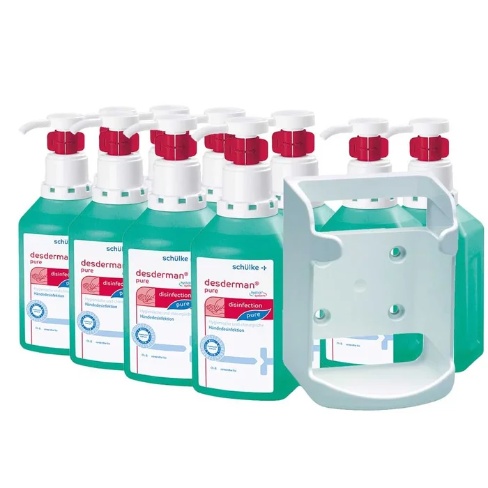 Schülke Set 10×1000 ml desderman®, hyclick®, mit Wandhalterung