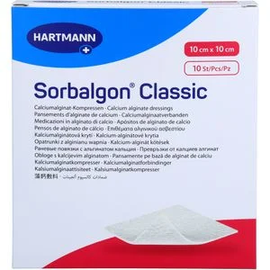 SORBALGON Classic 10×10 cm Calciumalginat-Kompr. 10 St
