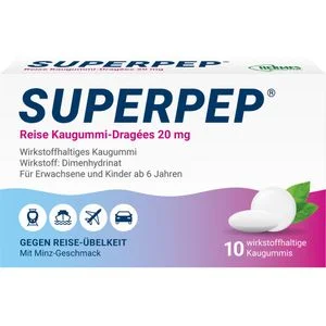 SUPERPEP Reise Kaugummi Dragees 20 mg 10 St