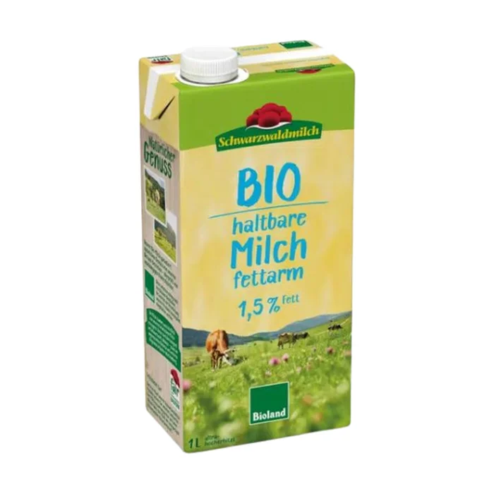 Teilentrahmte Kuhmilch 1,5 % Bio 1 L.