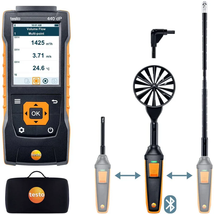 testo 440 delta P – Strömungs-Kombi-Set 2 mit Bluetooth