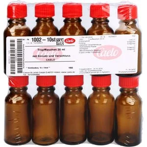 TROPFFLASCHE 20 ml m.Einsatz+Verschluss braun 10 St