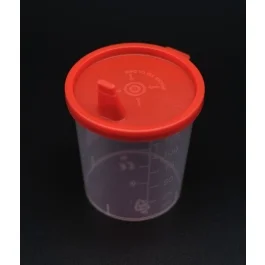 Urinbecher 125 ml, mit Schnappdeckel rot, 100 Stück